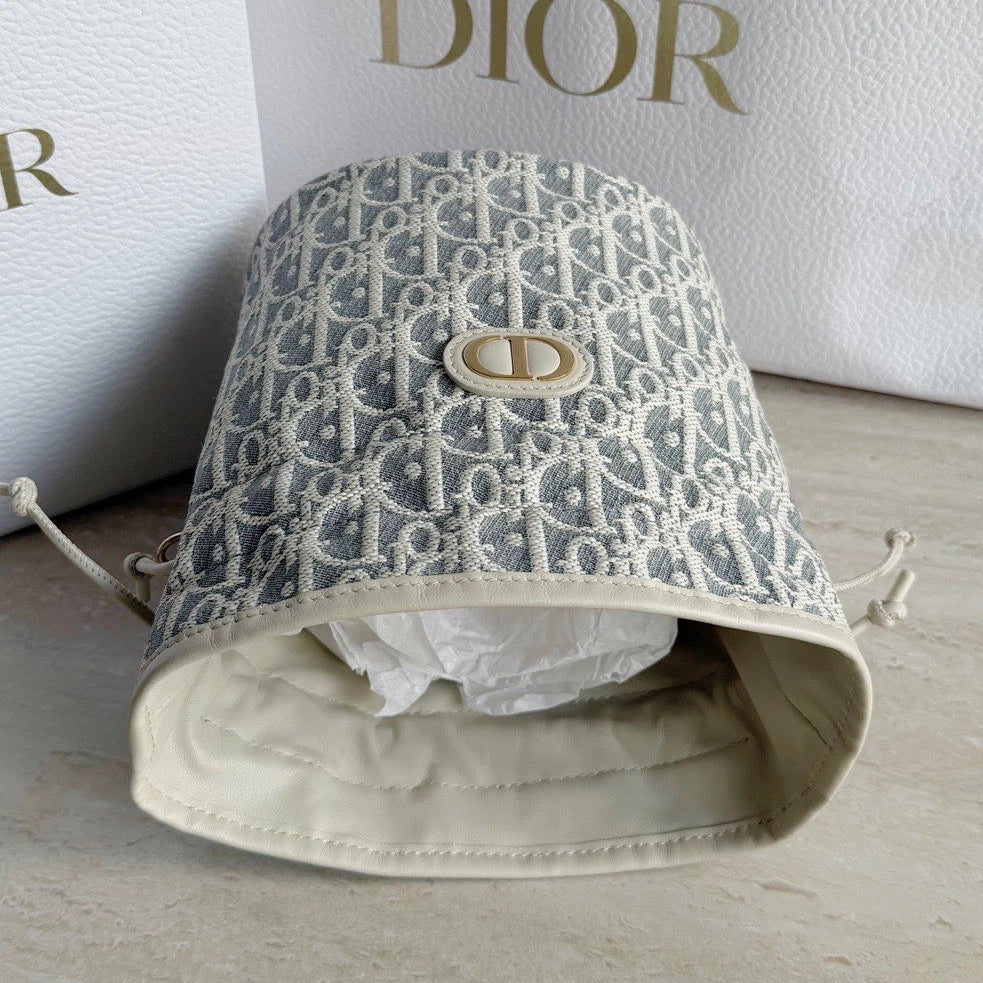 Excellent Christian Dior Montaigne CD Logo Oblique Canvas Shoulder Bag Crossbody