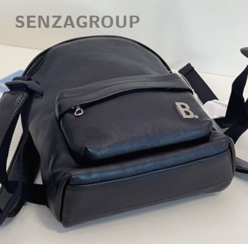 Balenciaga Calfskin Mini Backpack Black Silver Unisex Adults Classic Designer