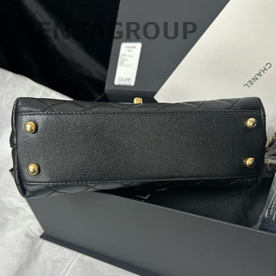 Chanel Coco Handle Black Caviar Small Quilted Chain Shoulder Bag
