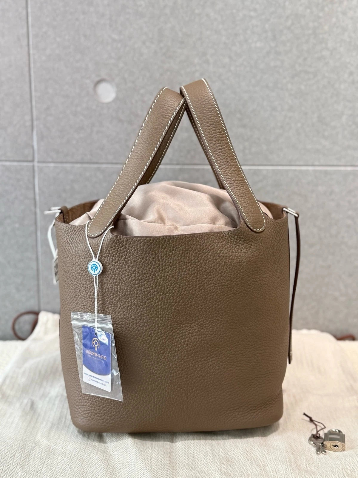 Hermes Picotin22 Bucket Bag Grey Silver Hardware For Women