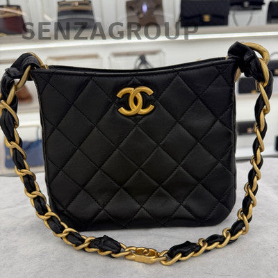 Chanel Quilted Black Gold Chain Hobo Shoulder Bag - Classic Fashion