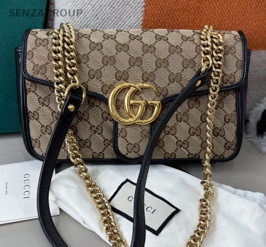 Gucci Marmont26 Chain Shoulder Bag Crossbody Brown Gold Used Women Classic