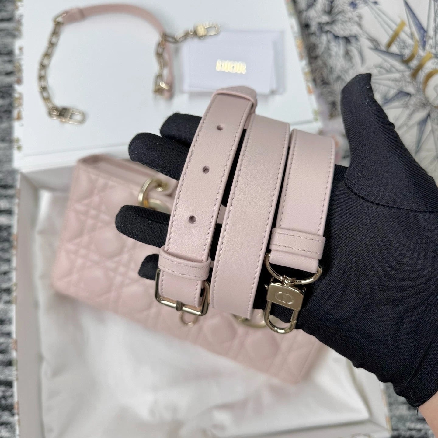 Dior Lady Dior Pink Shoulder Bag Excellent