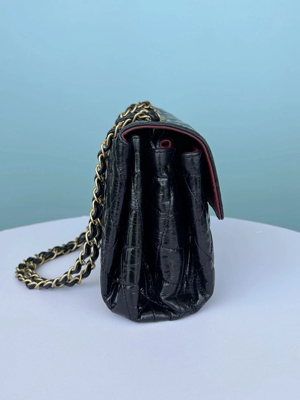 Chanel Classic Flap Jumbo Crossbody Shoulder Bag Black Gold Oil Calfskin