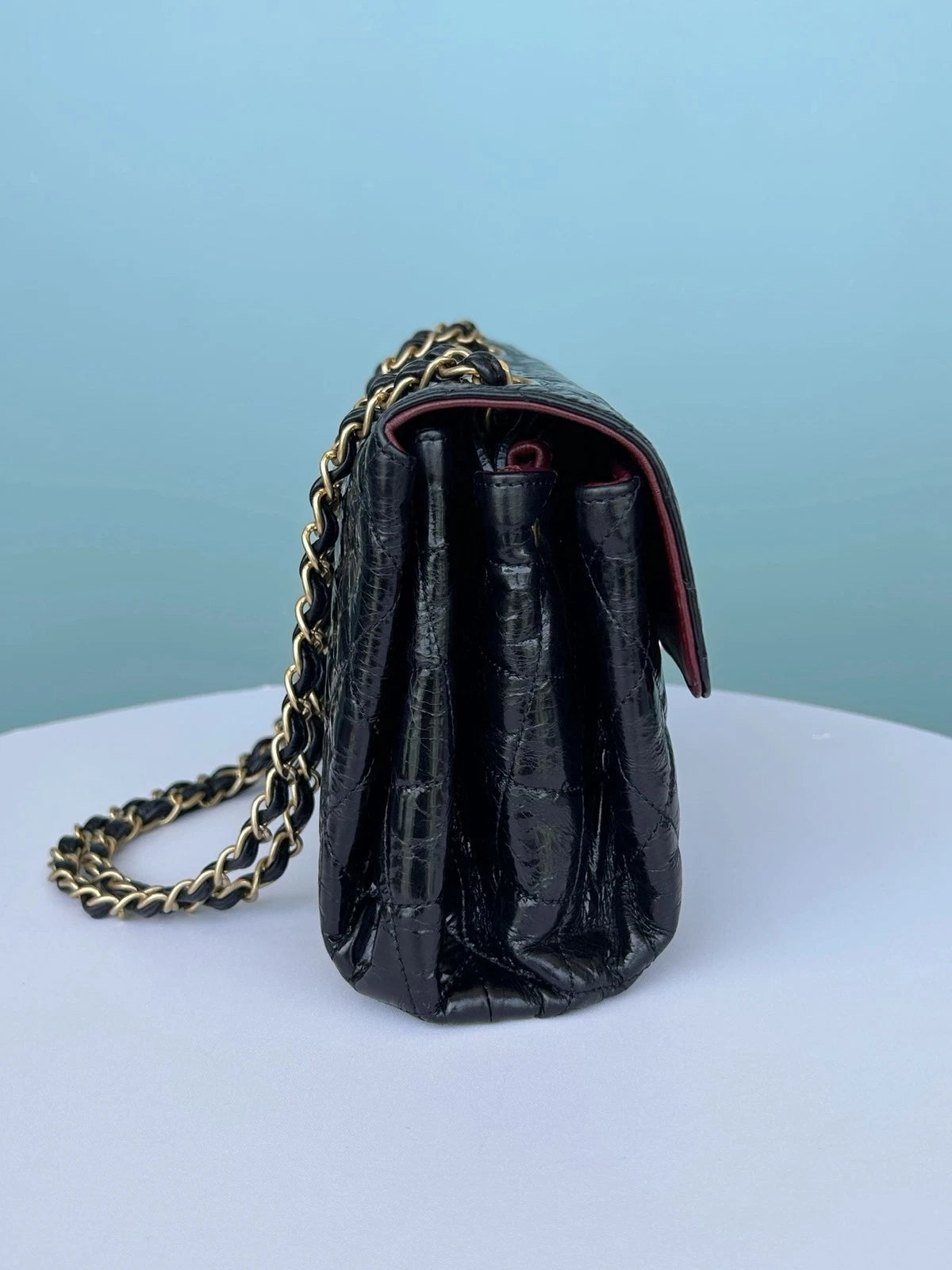 Chanel Classic Flap Jumbo Crossbody Shoulder Bag Black Gold Oil Calfskin