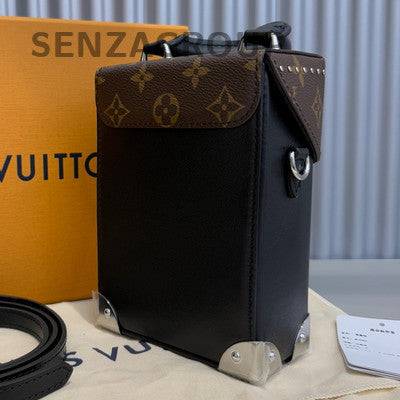 Louis Vuitton Monogram Camera Box Chain Crossbody Bag Black Classic Women