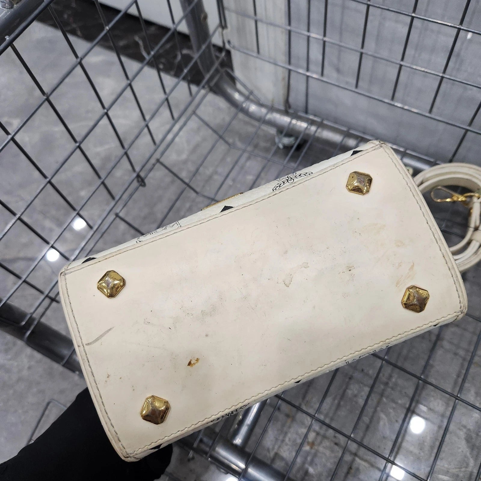 MCM White Monogram Mini Kelly Handbag Shoulder Crossbody Women