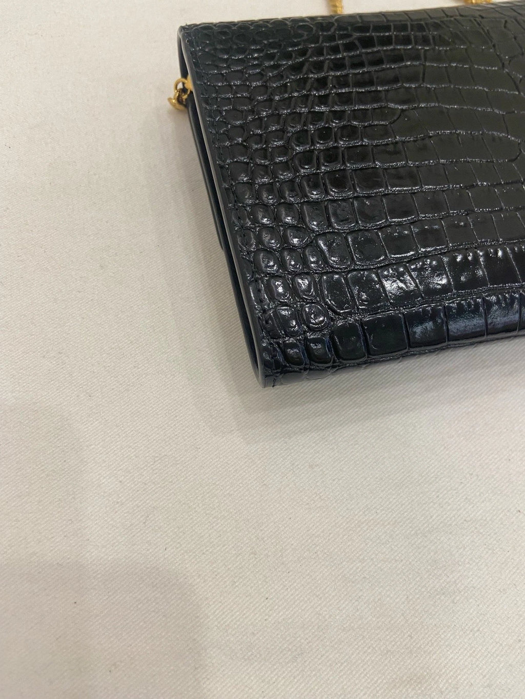 Saint Laurent Envelope WOC Chain Shoulder Crossbody Black Gold Women Classic