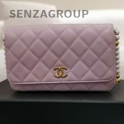 Chanel Quilted Pearl Chain Shoulder Bag Pink Gold Hardware
