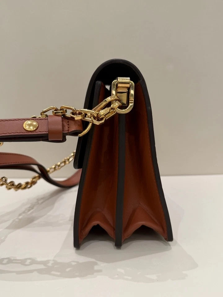 Louis Vuitton Dauphine MM Canvas Chain Crossbody Shoulder Bag Women