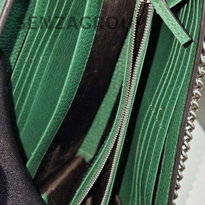 Gucci Dionysus Leather Chain Shoulder Bag Green Silver Hardware
