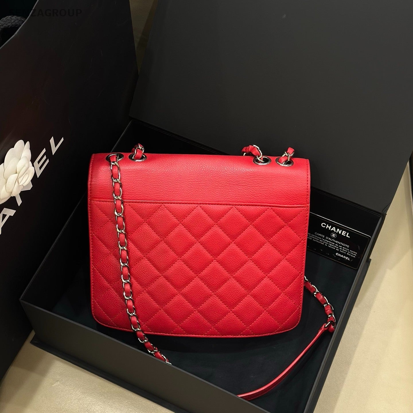 CHANEL Cuba Series Lambskin Chain Shoulder bag Crossbodyu Red Women