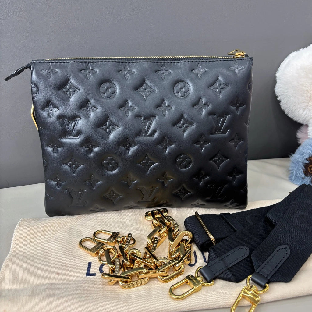 Louis Vuitton Coussin PM Chain Shoulder Crossbody Black Gold Women Classic