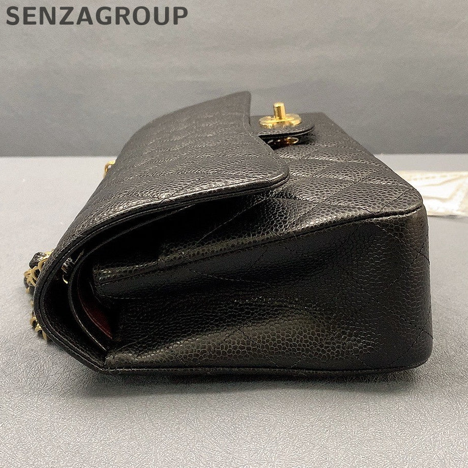 Chanel Black Gold Medium Quilted CF Chain Shoulder Crossbody Bag