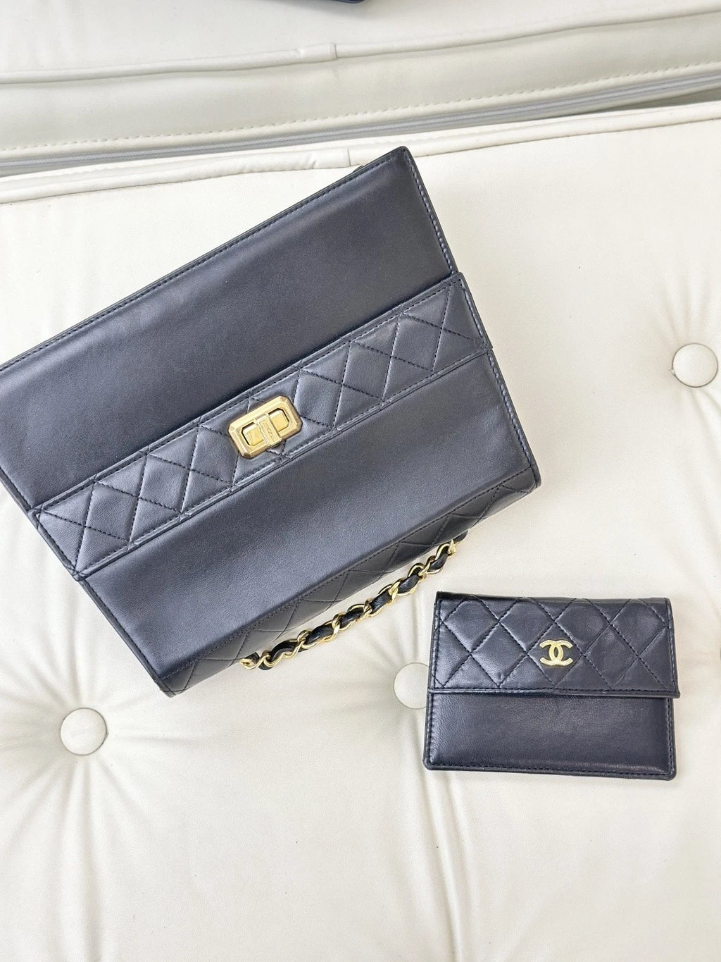 Chanel Vintage Classic Flap Chain Lambskin Shoulder Crossbody Bag Black Women S