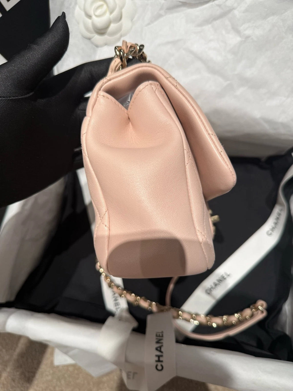 Chanel Cf Large Mini Chain Shoulder Bag Pink Excellent