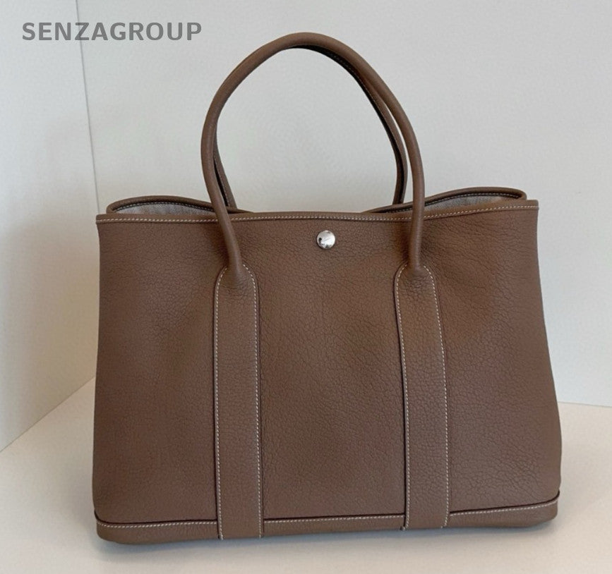 Hermes Garden Party36 Top Handle Bag Gray Silver Used Women Classic Fashion