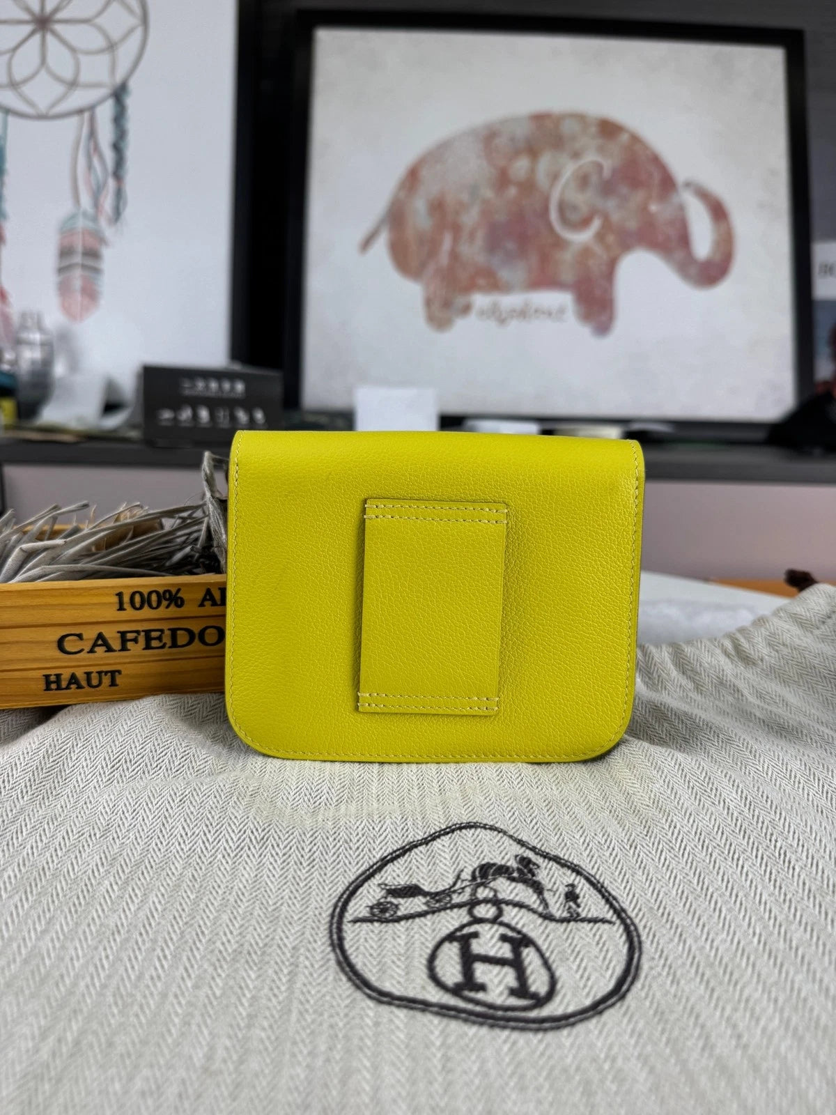 Hermes Constance Short Wallet Yellow Leather For Women