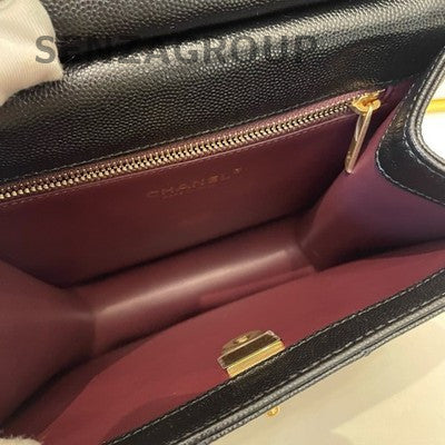 Chanel 23A Black Gold Chain Backpack Calfskin Classic Quilted Pattern