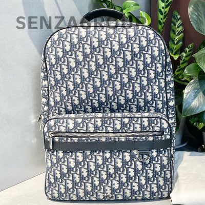 Dior Safari Oblique Backpack Zip Black White Silver Hardware Unisex