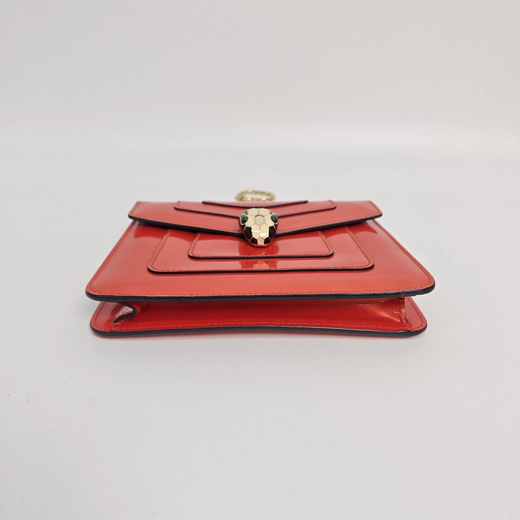 Bvlgari Serpenti Red Small Leather Shoulder Handbag Crossbody Bag For Women