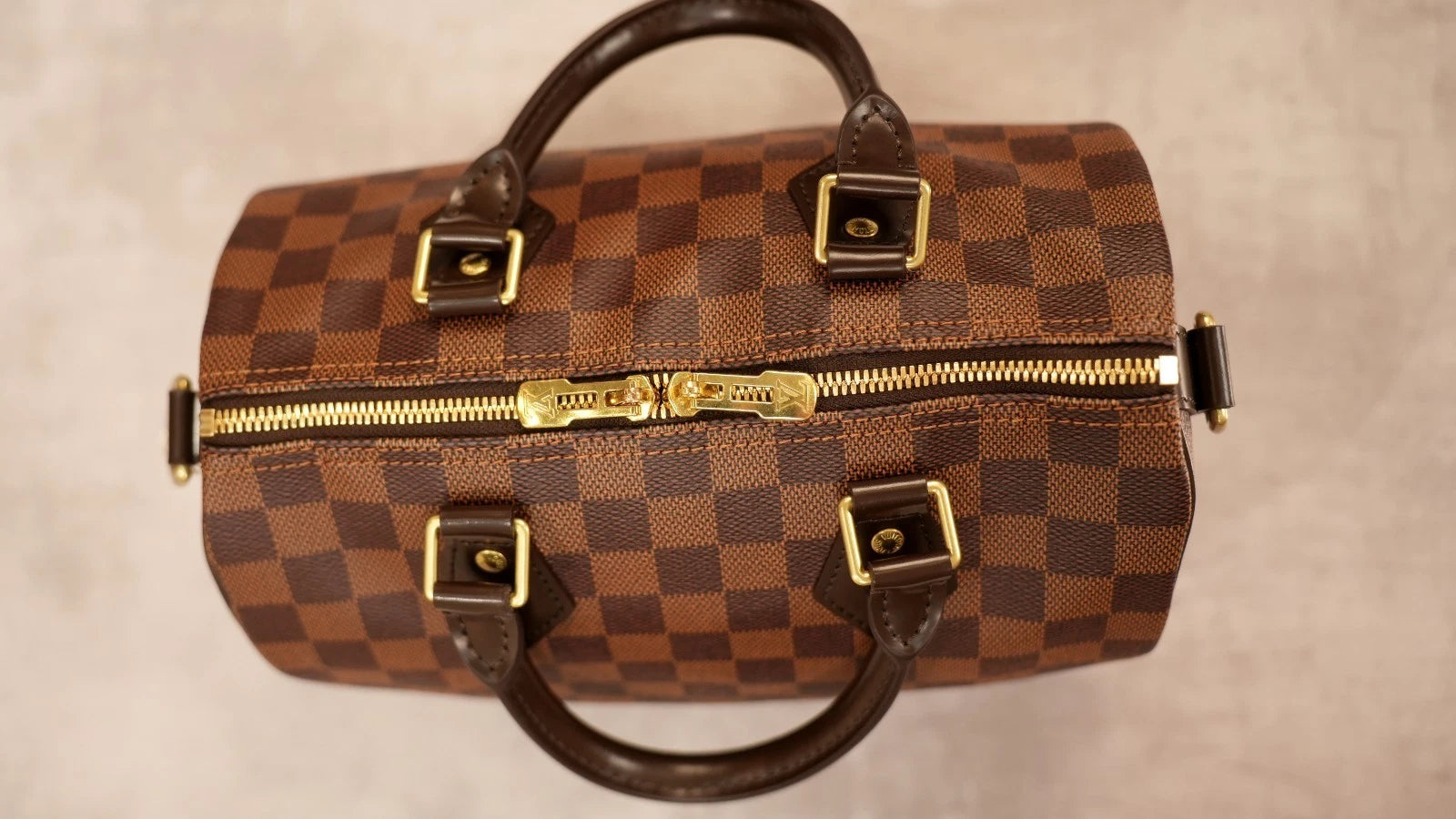 Louis Vuitton Speedy25 Damier Brown Shoulder Bag Top Handle Bag Excellent