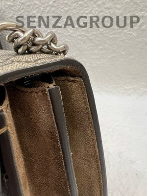 Gucci Dionysus Medium GG Supreme Shoulder Bag Brown Silver Hardware