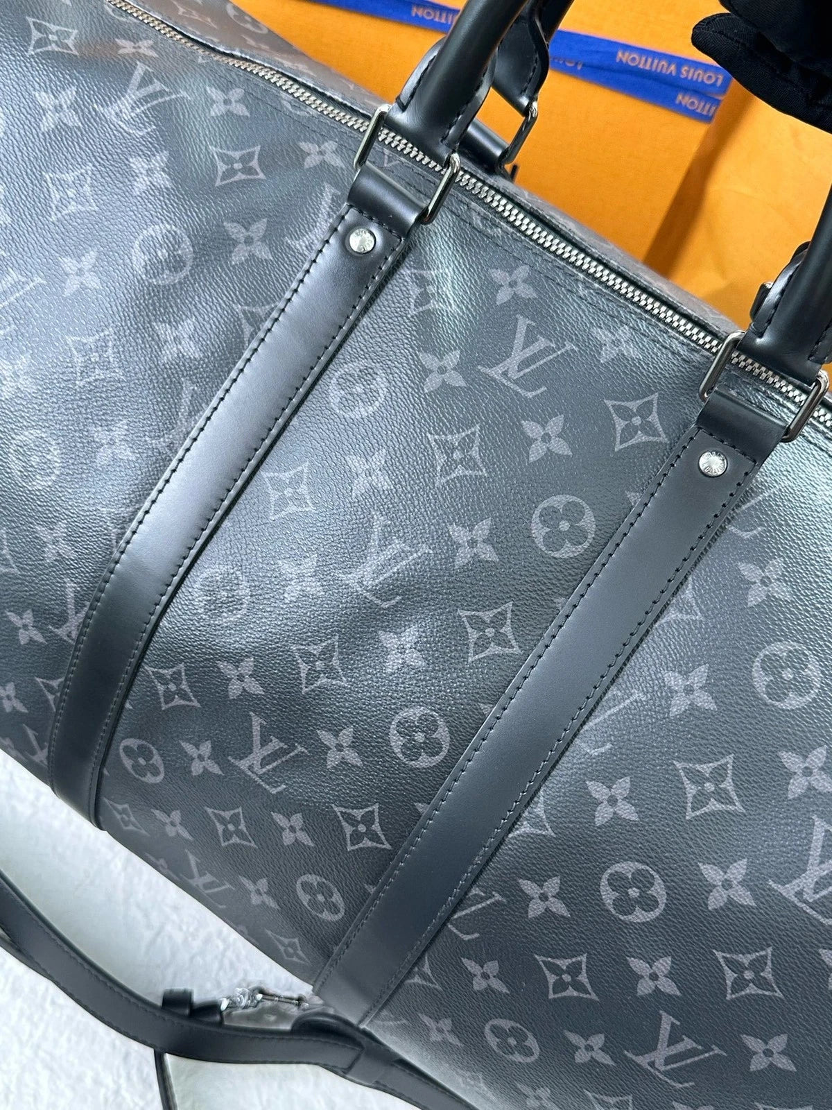 Louis Vuitton Black Canvas Keepall55 Travel Bag For Women