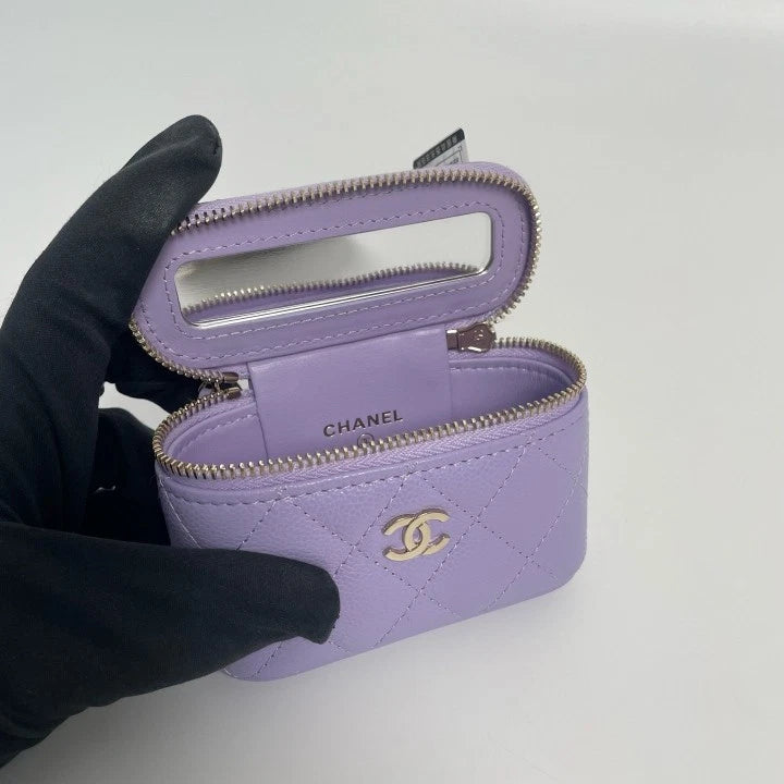 CHANEL 26C Purple Calfskin Leather Box Handbag For Women