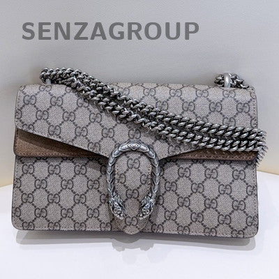 Gucci Dionysus Medium Chain Shoulder Bag Brown Silver Women Classic