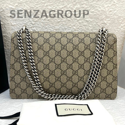 Gucci Dionysus Medium GG Supreme Shoulder Bag Brown Silver Hardware