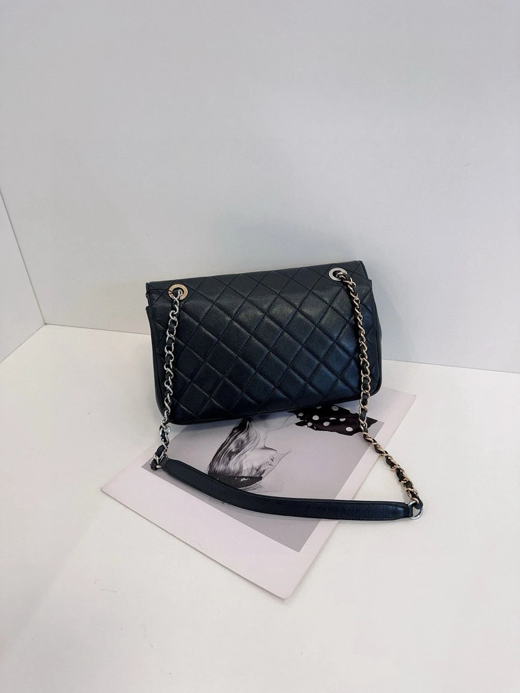 CHANEL Black Leather Quilted Flap Shoulder Bag For Women