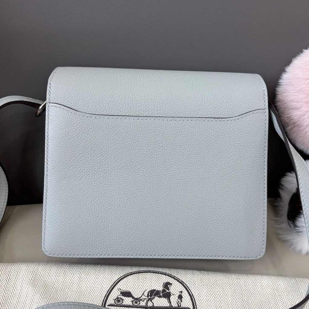 Hermes Roulis19 Evercolor Shoulder Crossbody Blue Silver Women Classic