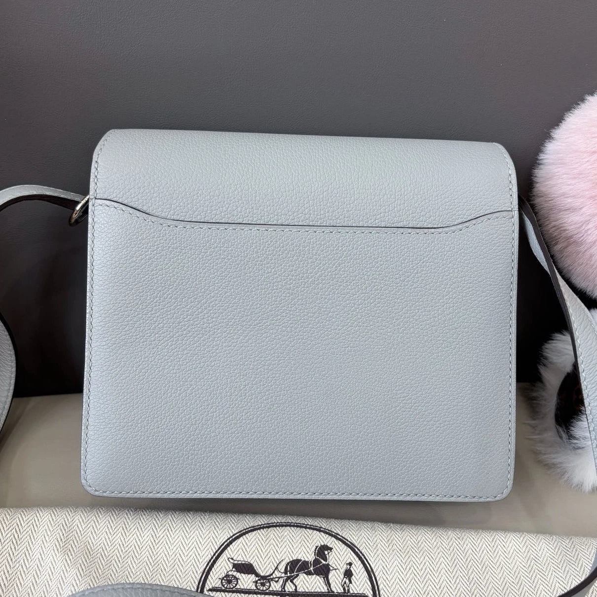Hermes Roulis19 Evercolor Shoulder Crossbody Blue Silver Women Classic