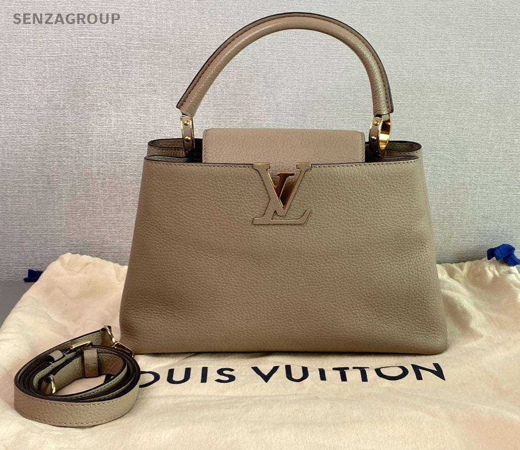 Louis Vuitton Capucines MM Top Handle 2way Shoulder Handbag Gray Gold Women