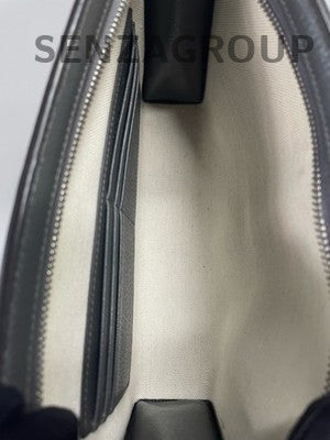 Gucci Black Silver Buckle GG Monogram Briefcase Handbag Unisex Classic
