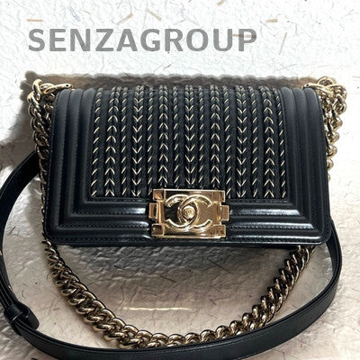 Chanel Le Boy Small Black Gold Chain Shoulder Bag Classic Fashion