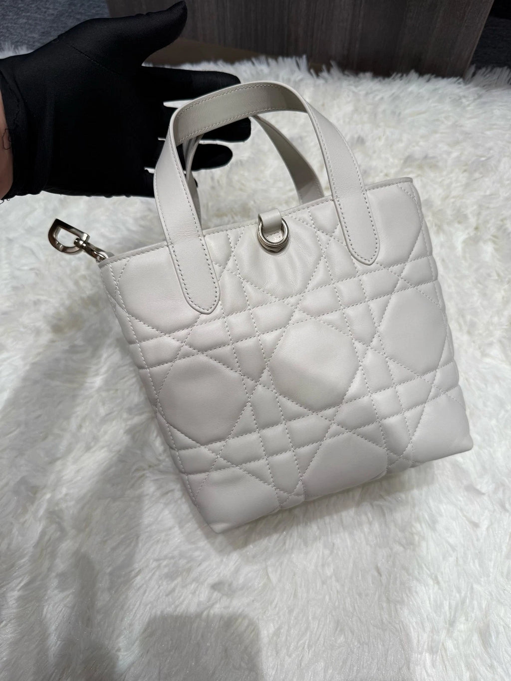 New Dior Toujours Small White Gold Leather Shoulder Bag For Women