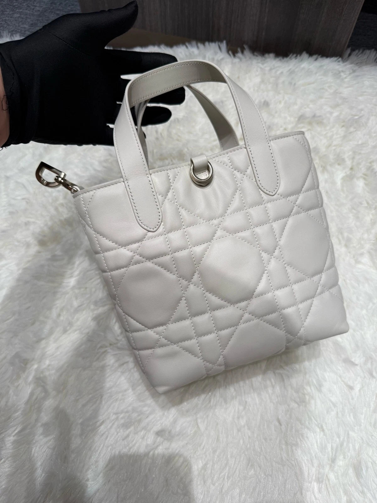 New Dior Toujours Small White Gold Leather Shoulder Bag For Women
