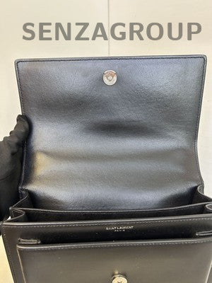 Saint Laurent Sunset Bag Black Silver Chain Shoulder Bag Classic Women