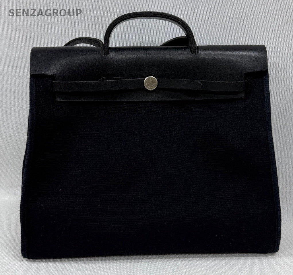 Hermes herbag 39 vtg Canvas Top Handle Shoulder Bag Black Unisex Adults