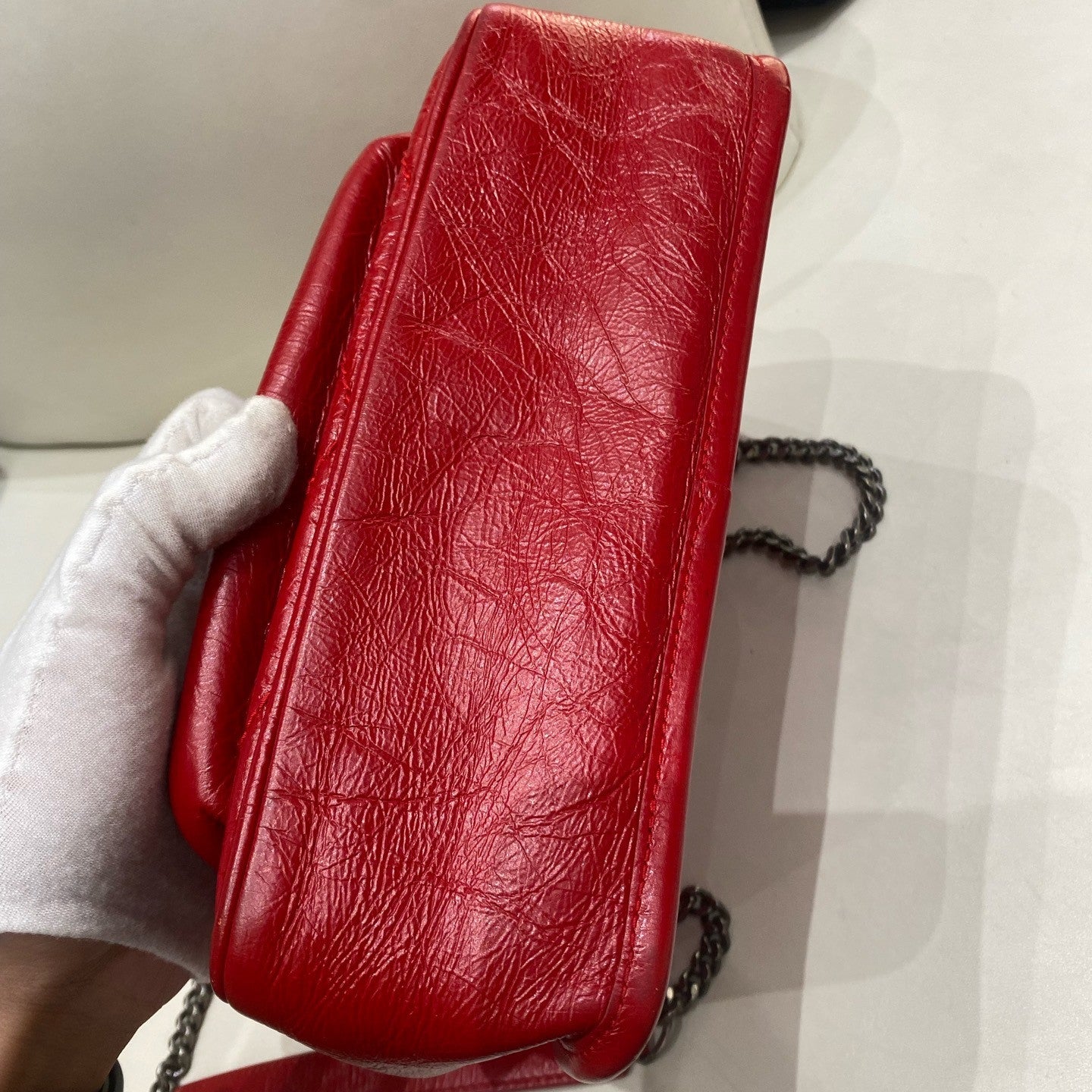 Saint Laurent Niki Small Chain Shoulder Bag Red Silver Classic Women's