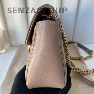 Gucci Marmont 26 Chain Shoulder Crossbody Bag Brown Gold Hardware