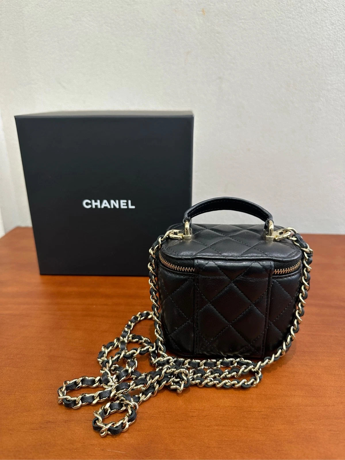 CHANEL Classic Logo Chain Handle Small Box Bag Crossbody For Women
