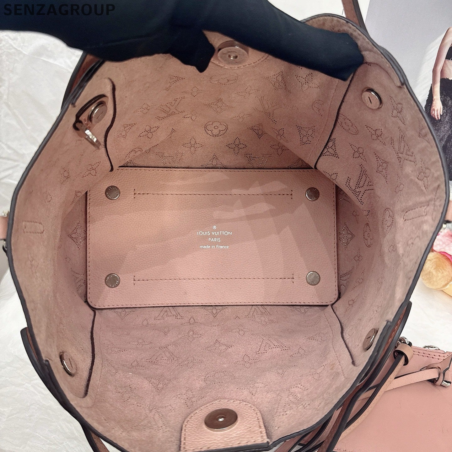 Louis Vuitton Hina Calfskin Tote Shoulder Bag Pink Silver Women's
