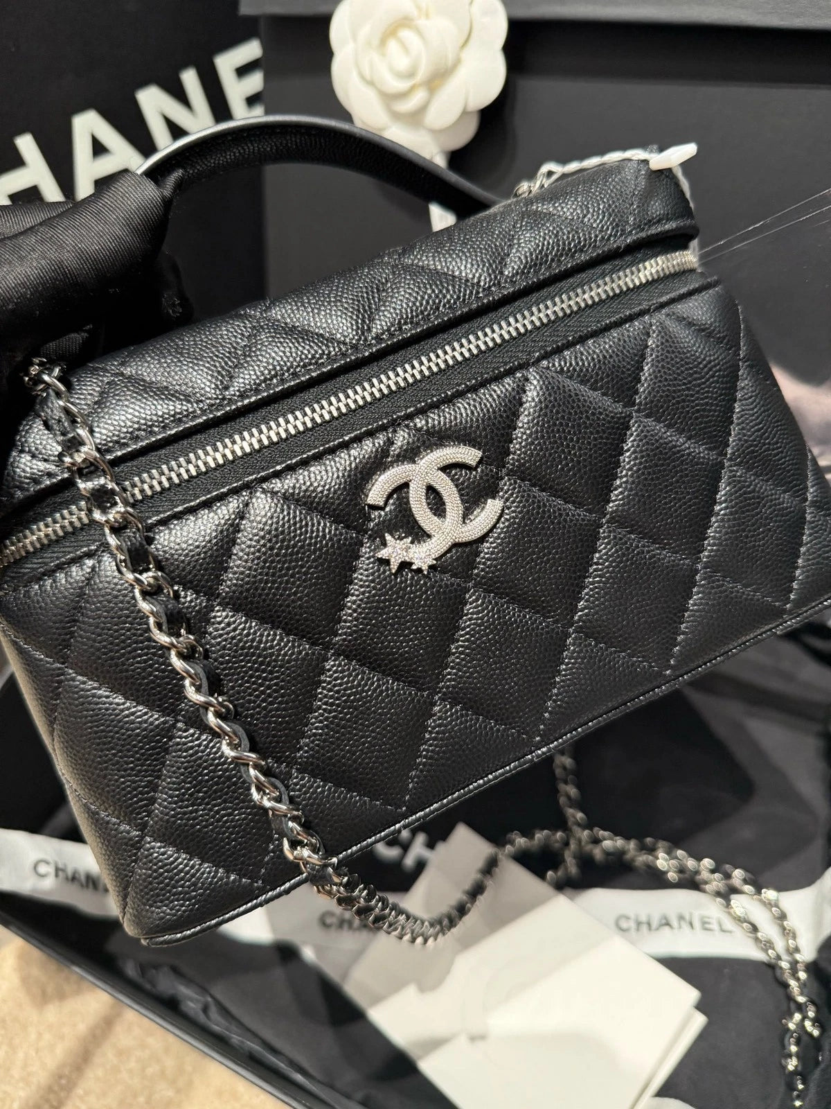 New CHANEL Calfskin Star Lunch Box Bag For Women