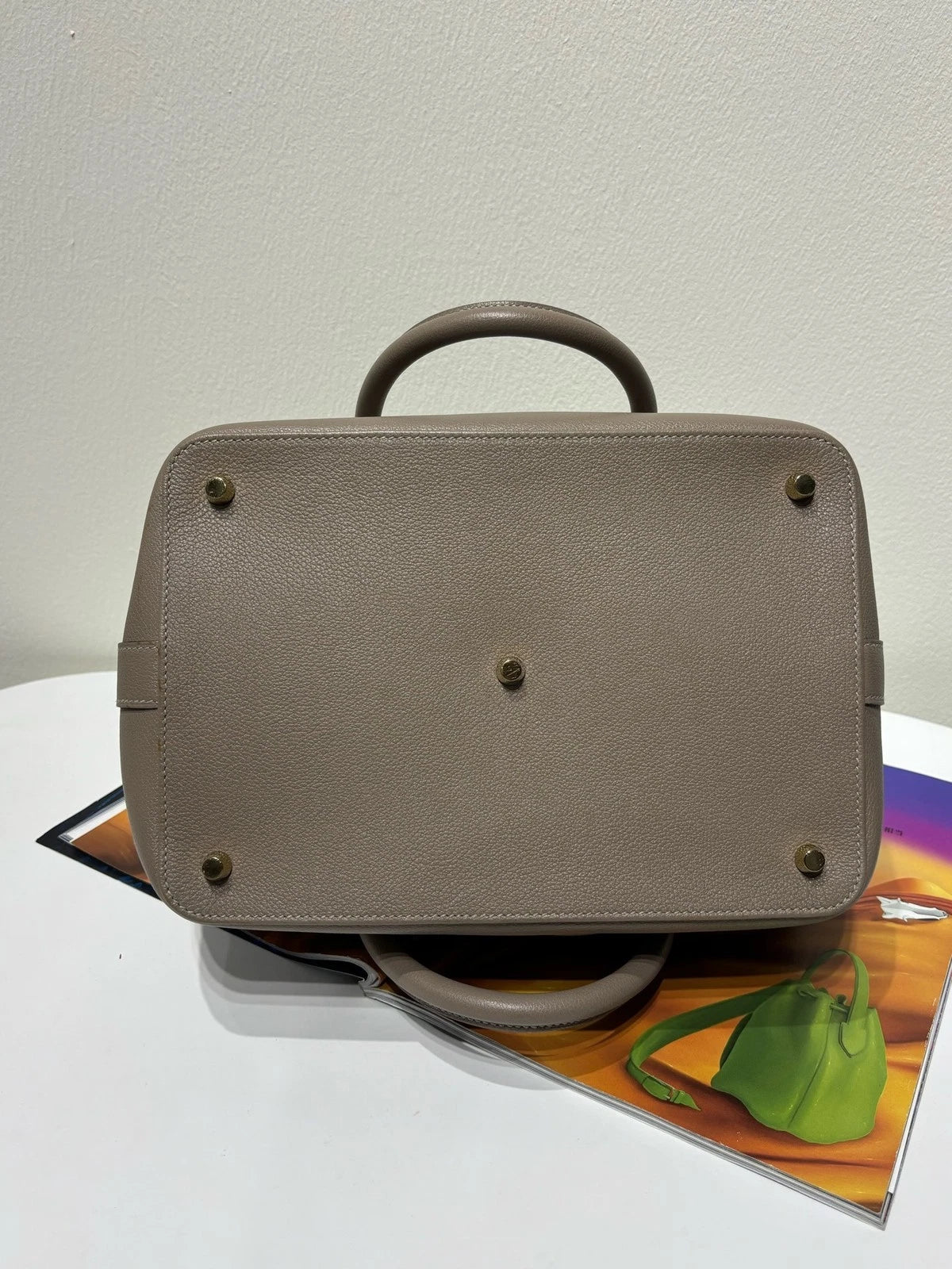 Hermes Toolbox 26 Evercolor Leather Gray Top Handle Bag For Women