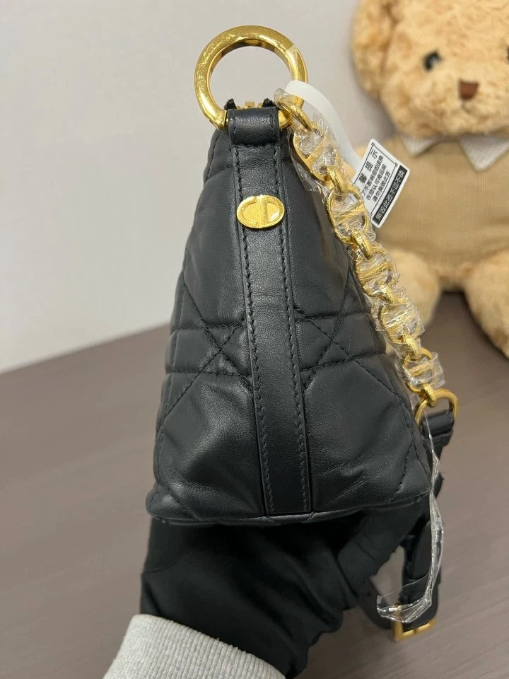 Dior Black Gold Lunch Box Shoulder Bag For Women