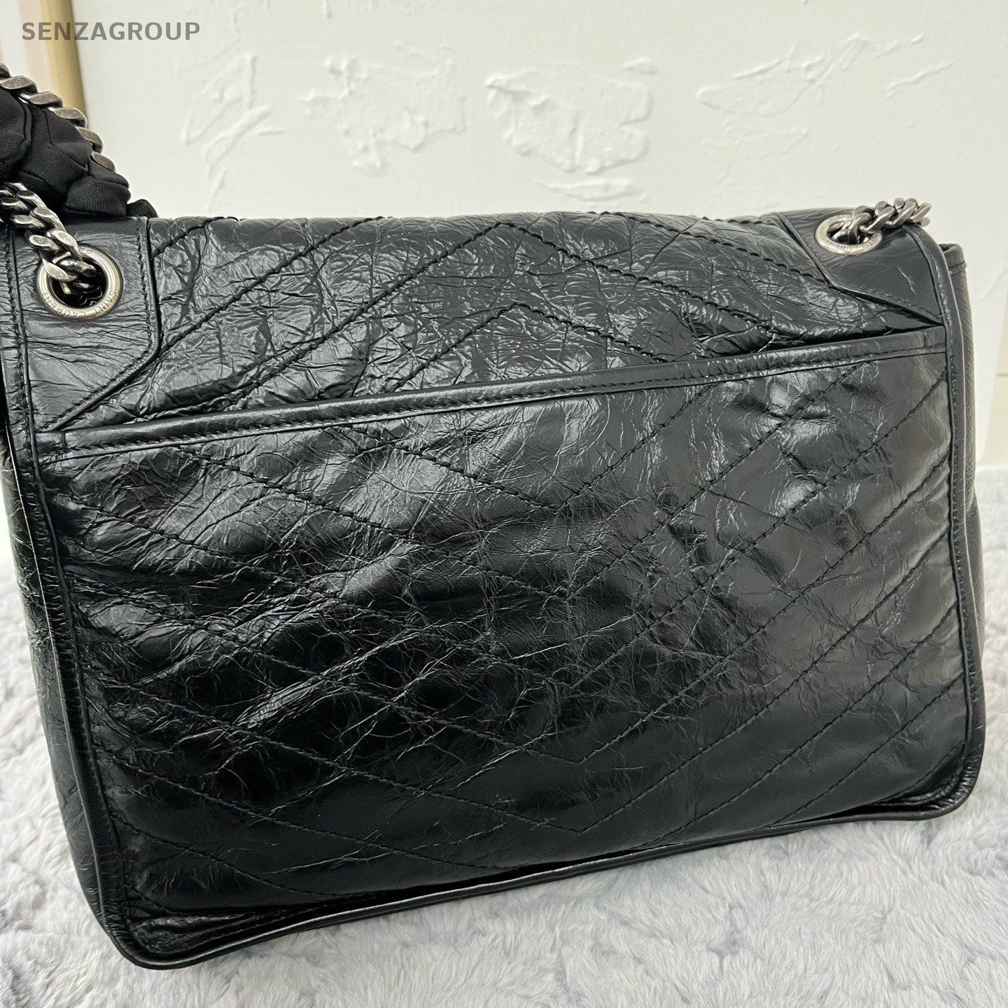 Saint Laurent Niki GM Chain Shoulder Bag Black Silver Used Women Classic