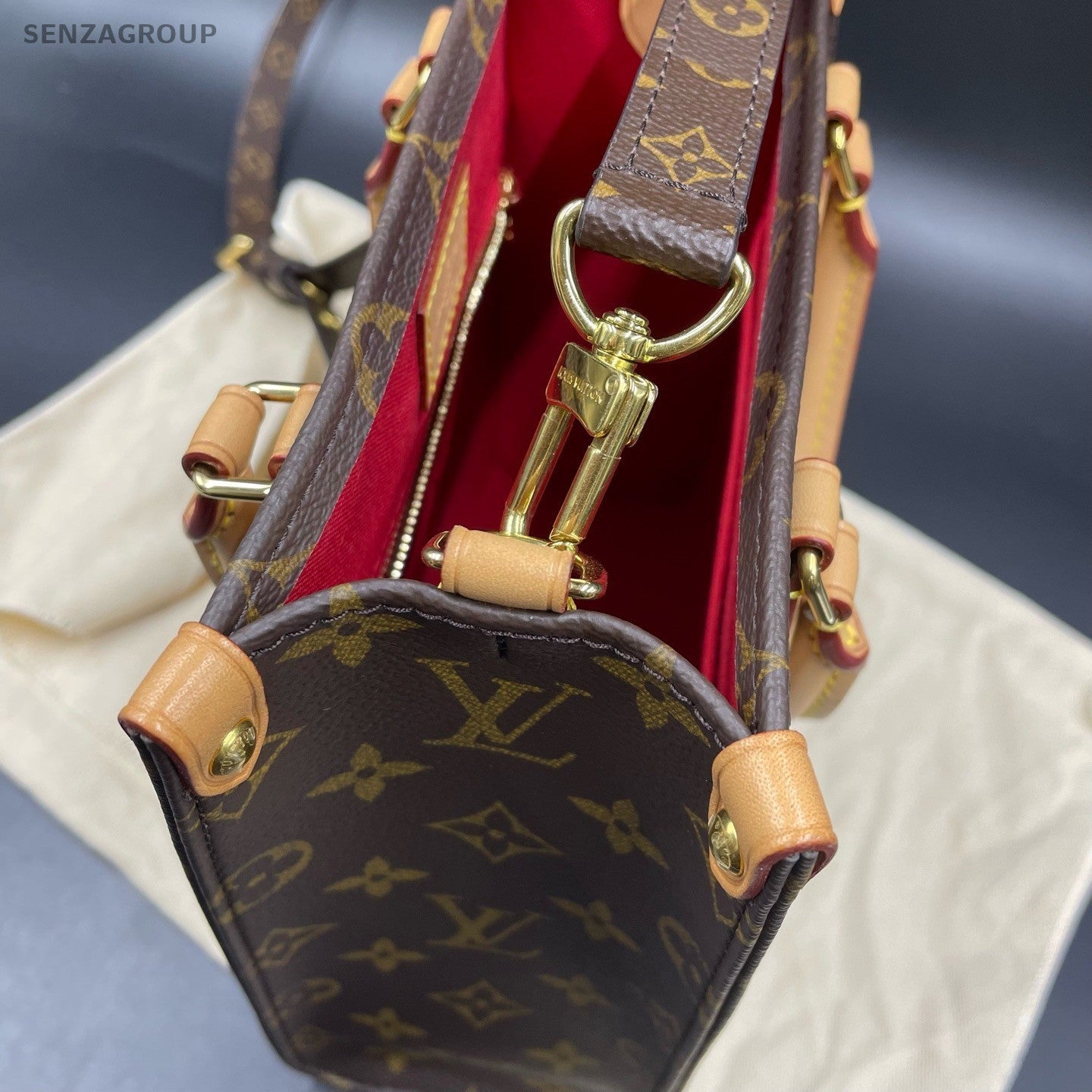 Louis Vuitton Sac Plat BB Monogram Canvas Top Handle Crossbody Women Classic